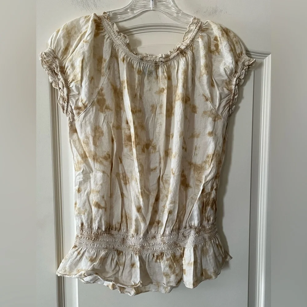 Nine West Jeans Brand Cotton Ruffle Sleeve Spring blouse Women’s Size Small - Picture 3 of 14